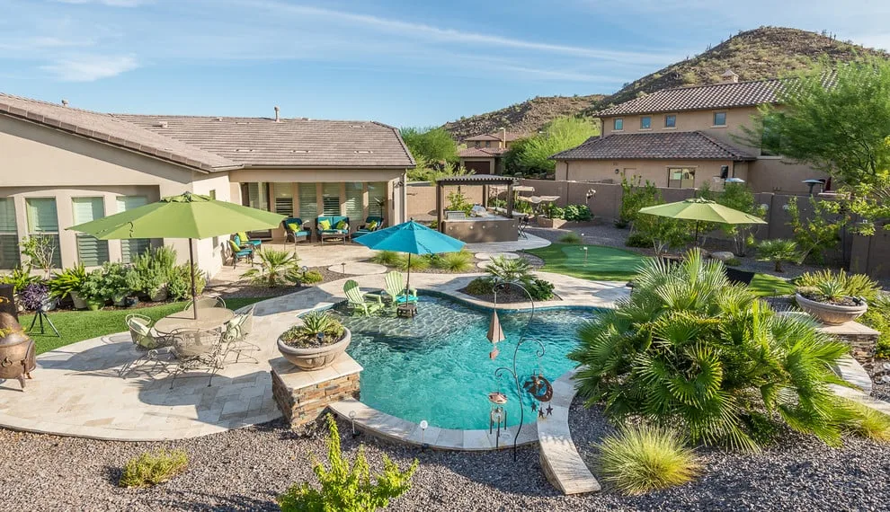Remodeled backyard with pool