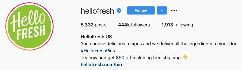 Instagram hellofresh