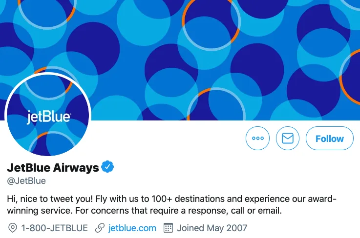 JetBlue Airways Twitter Page