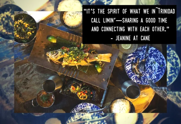 Table at Cane with fish on it