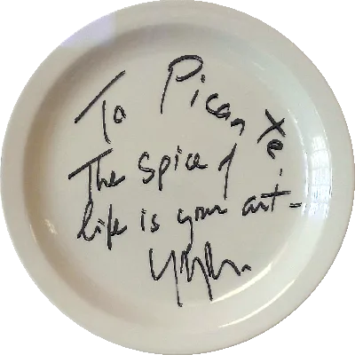 Picante plate autographed by YoYoMa