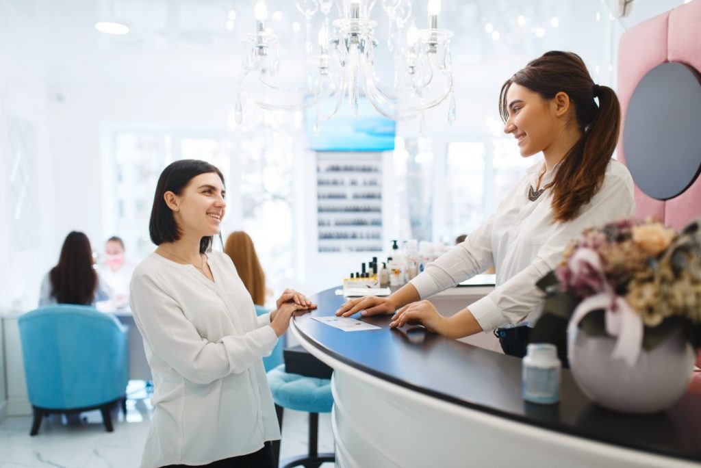Salon marketing: Happy customer in a beauty salon