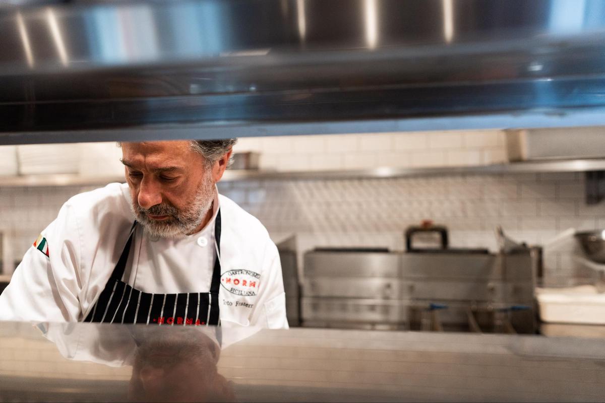 Chef working at a restaurant kitchen