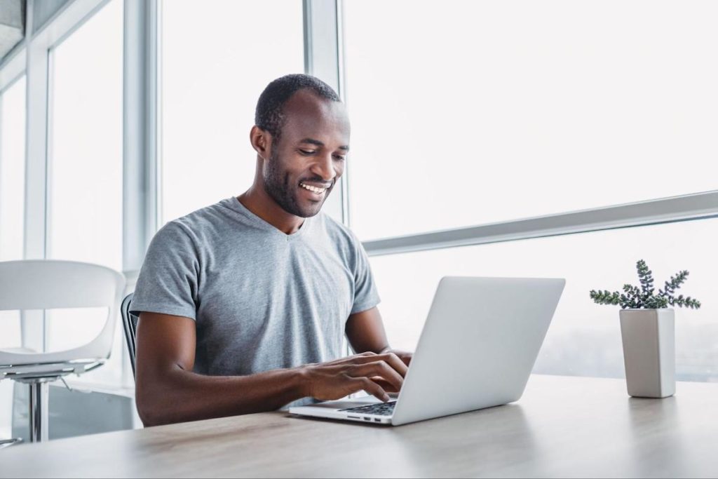 Entrepreneur using a laptop