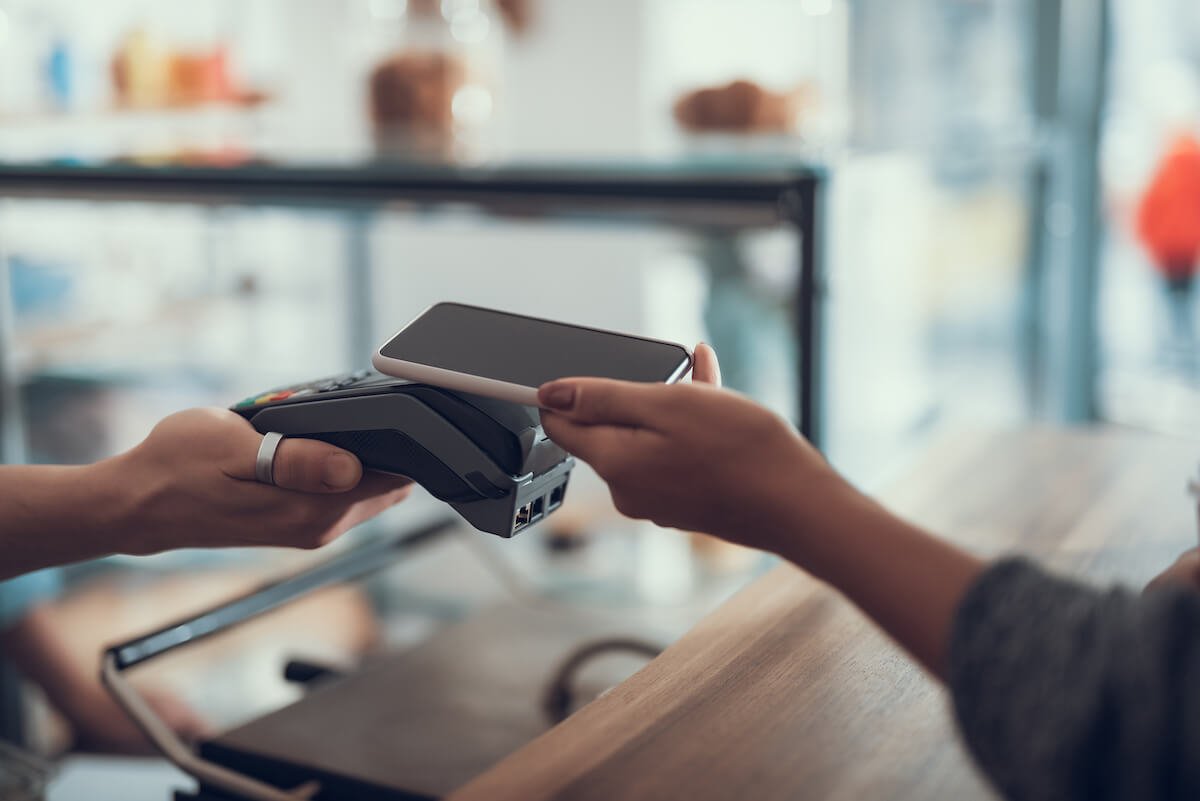Customer paying using a phone