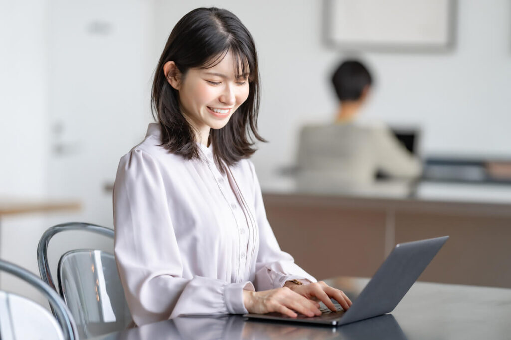 Woman using a laptop