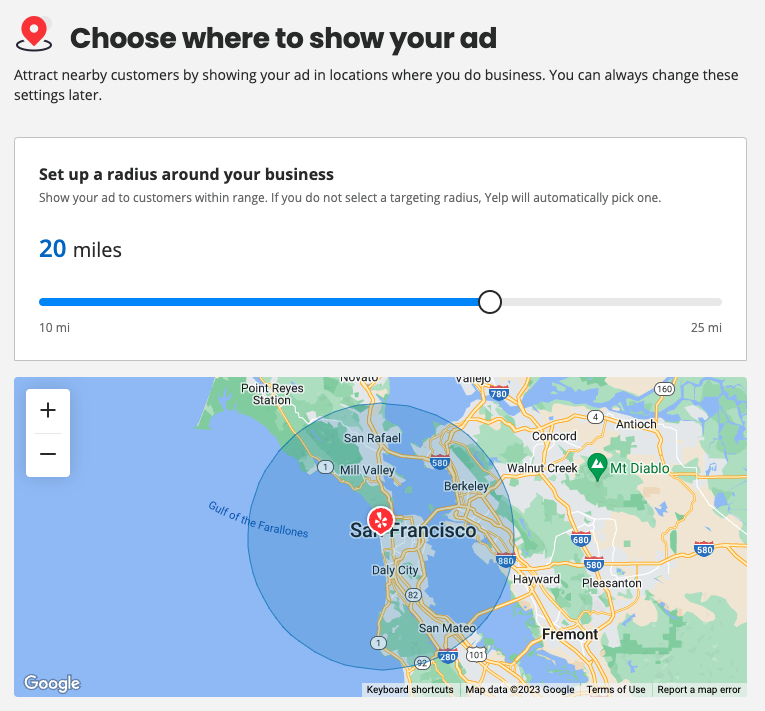 Example of how to choose where to show your ad