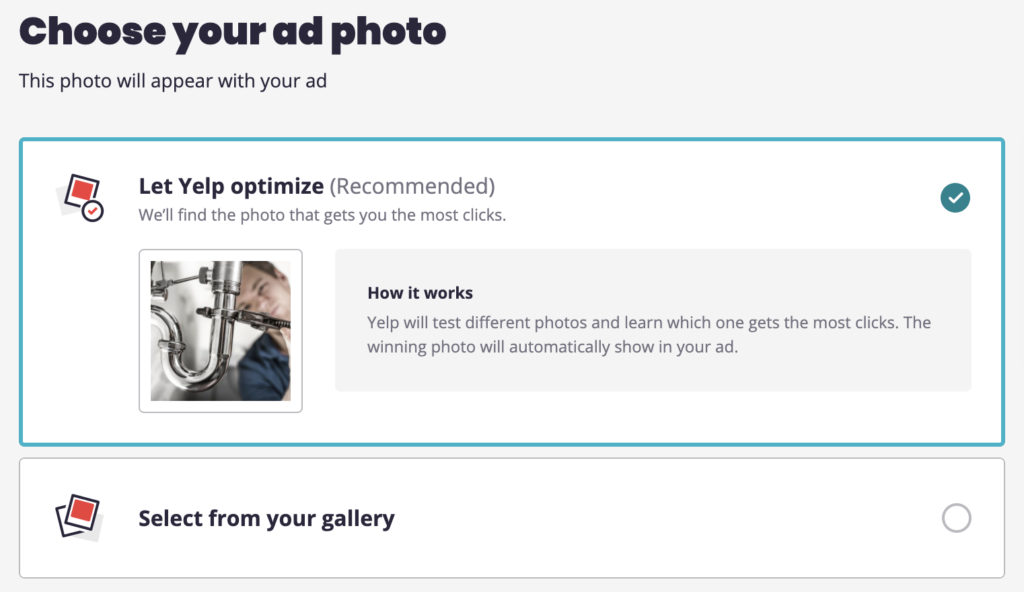 Example of choosing your ad photo