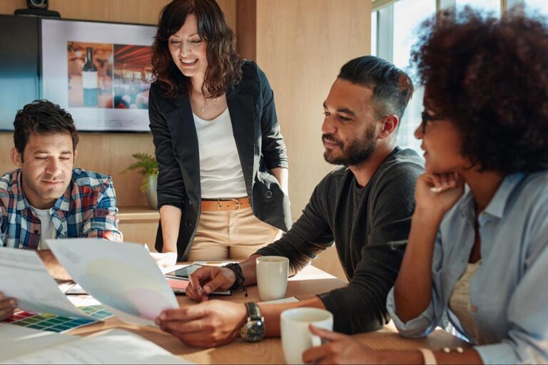 Marketing agency professionals discussing diversification vs specialization marketing