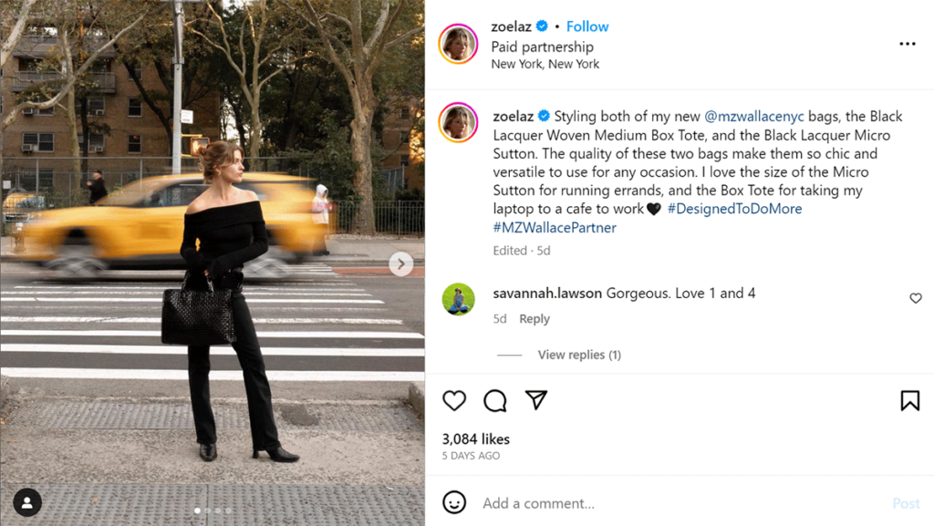 Instagram influencer ads example