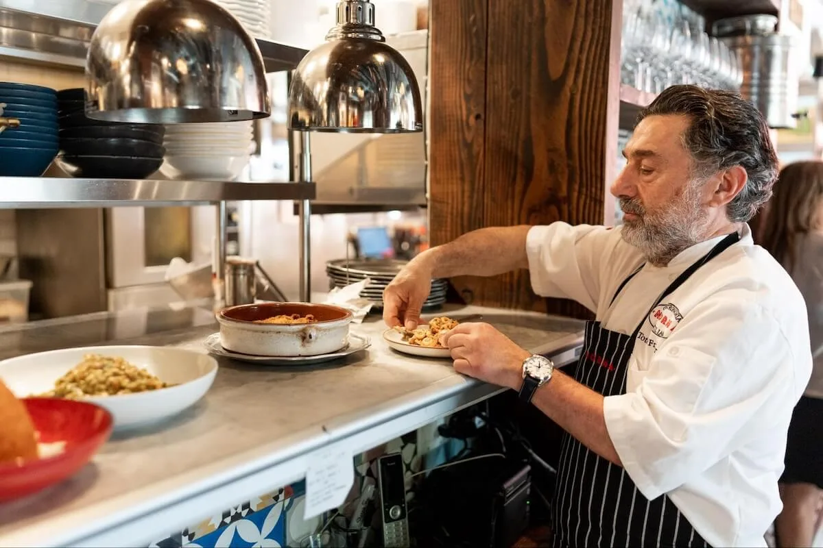Chef plating a dish