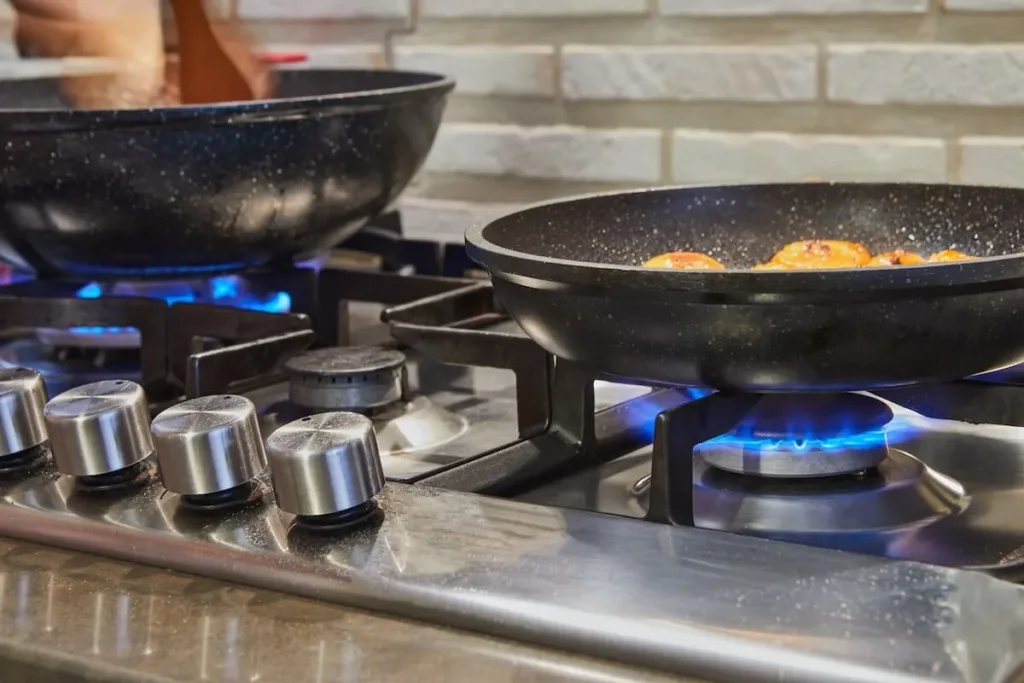 Pans on burners