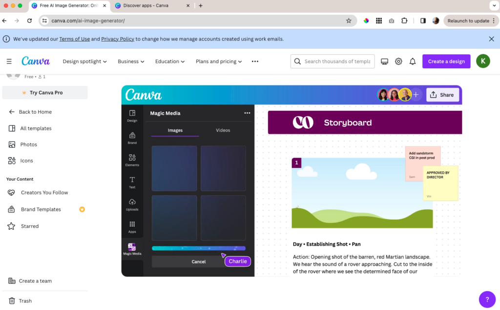 Example of Canva in use