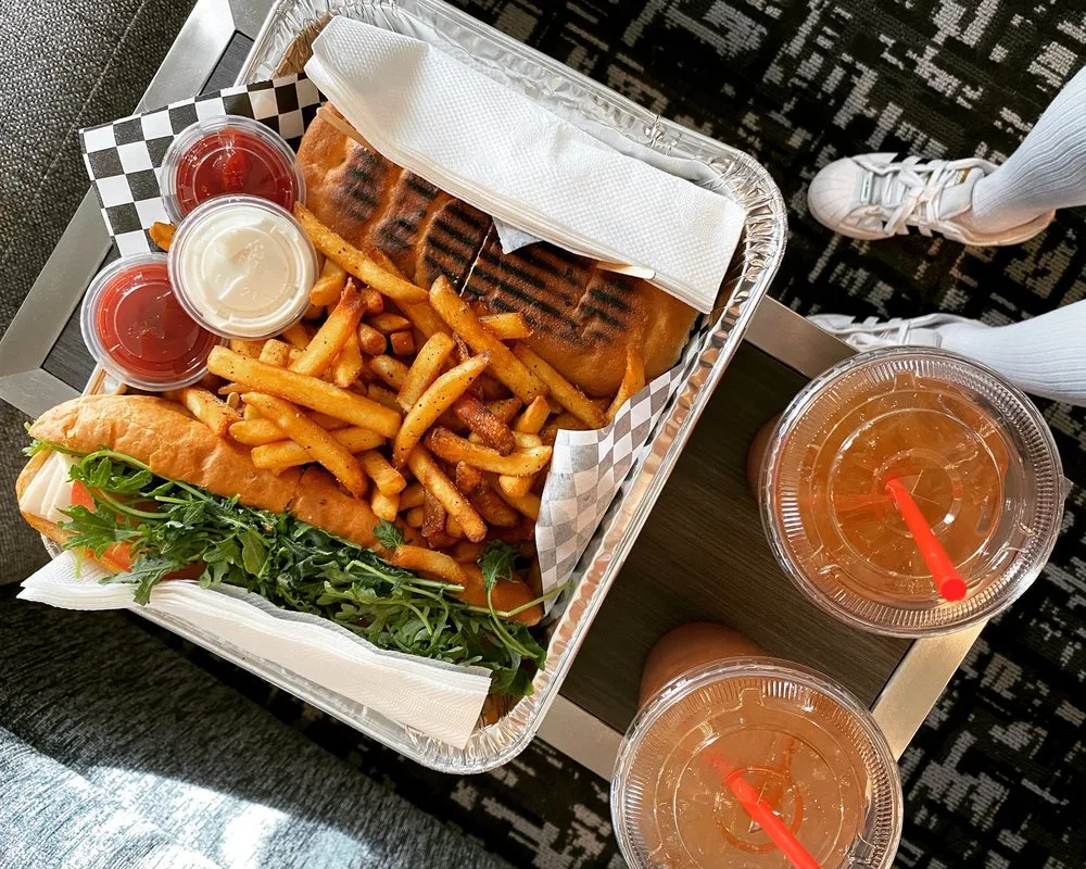 Sandwiches, fries, and drinks from Uncle Af's