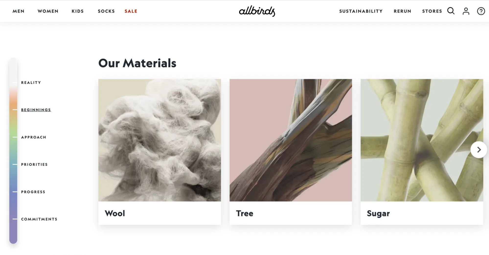 Allbirds website screenshot