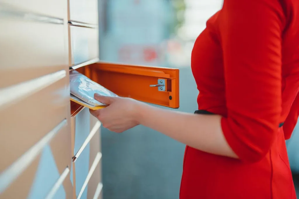 A woman collecting her mail