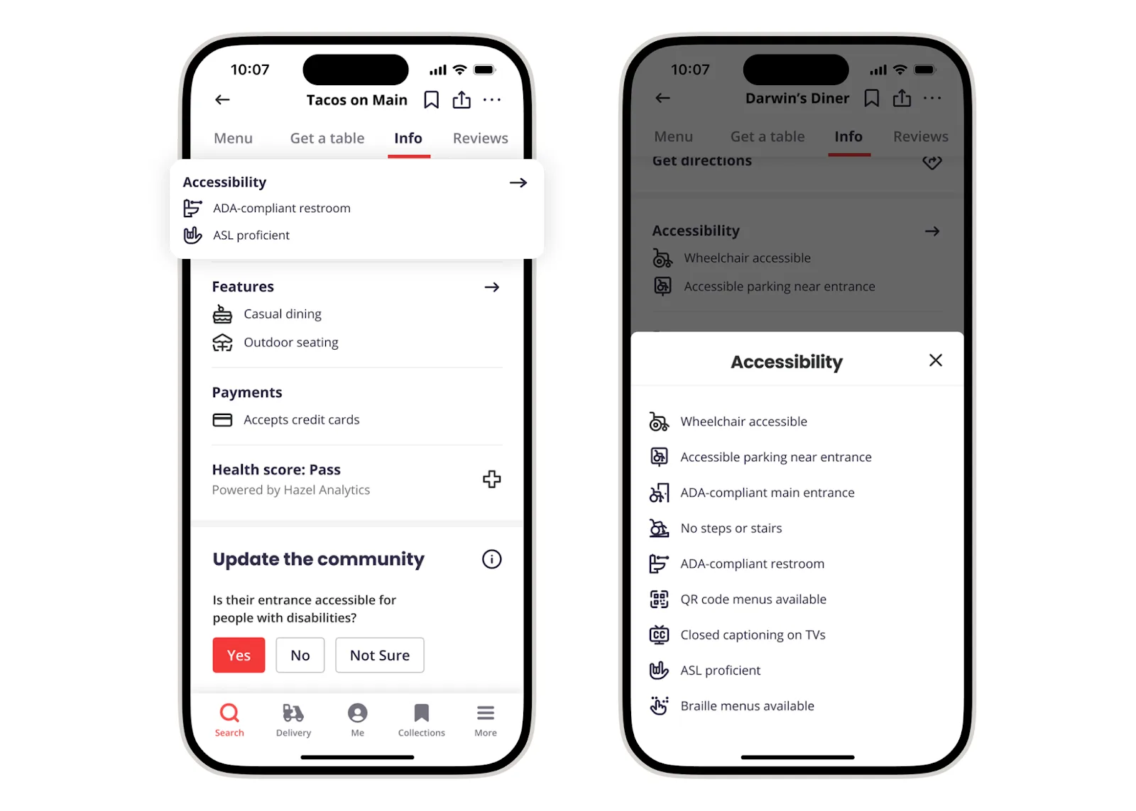 Yelp is introducing eight new business attributes to help people easily identify businesses that provide accommodations for mobility, hearing and vision accessibility needs. These attributes can be found on business pages under a new "Accessibility" section within the business's amenities.