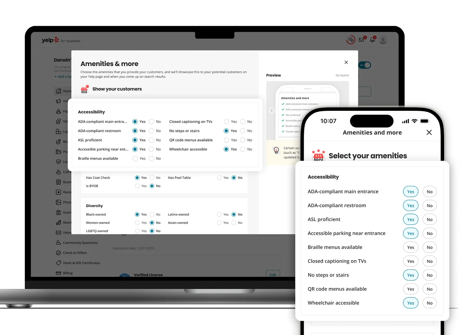 Yelp is introducing eight new business attributes to help people easily identify businesses that provide accommodations for mobility, hearing and vision accessibility needs. These attributes can be found on business pages under a new "Accessibility" section within the business's amenities.