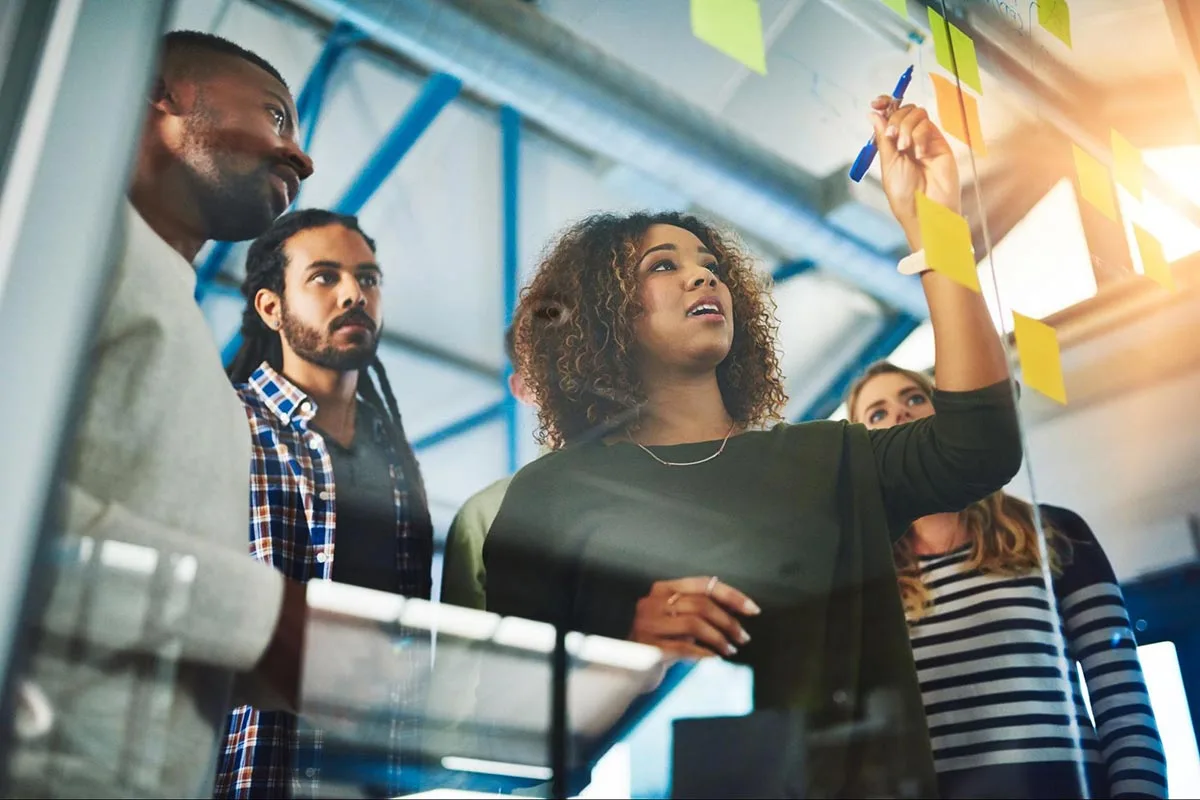 Group of marketing professionals in a strategy meeting