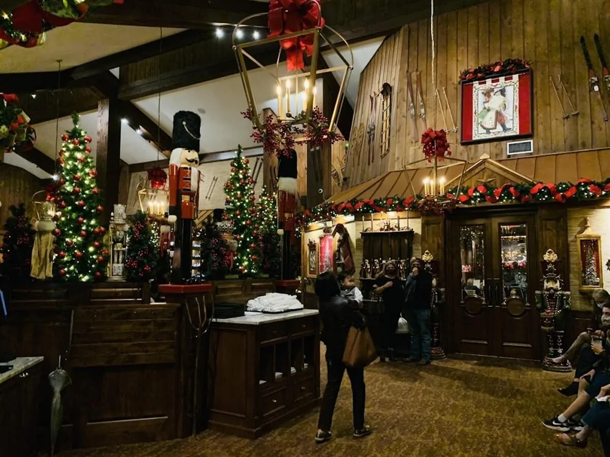 Christmas-themed decor at the Taste of Texas restaurant