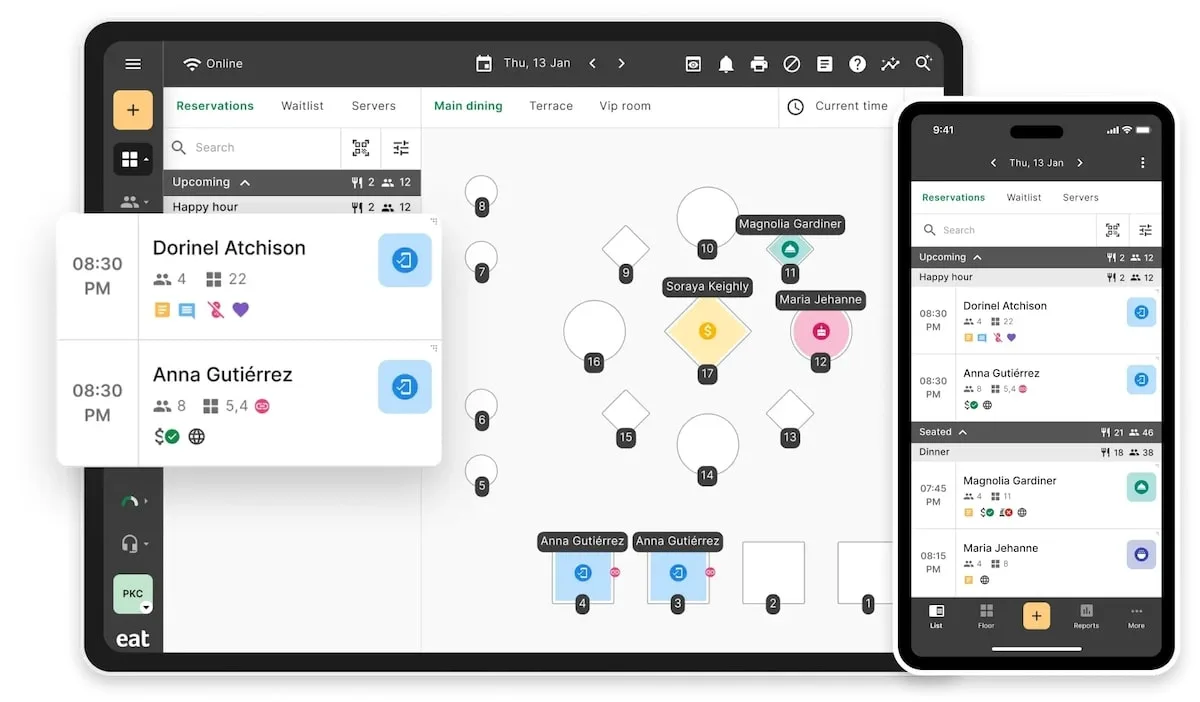EatApp's mobile and tablet app view