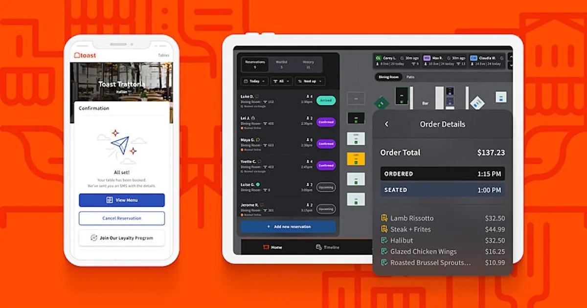 Toast's mobile and tablet app view
