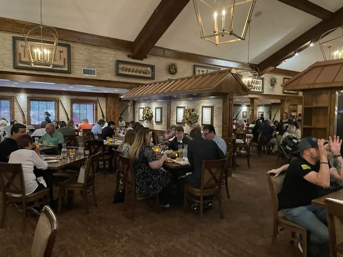 Customers eating at a restaurant