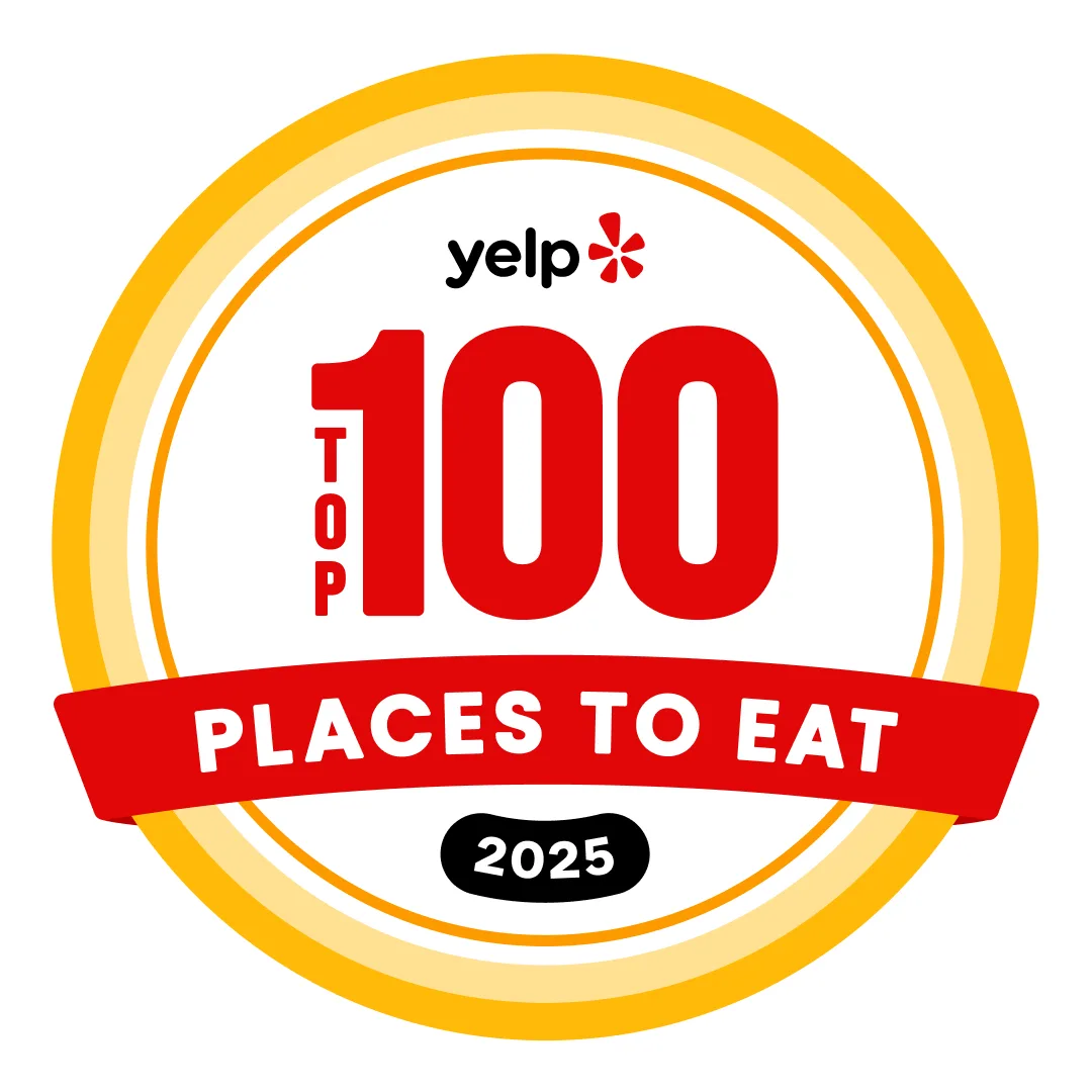 Yelp top 100 places to eat 2025 logo