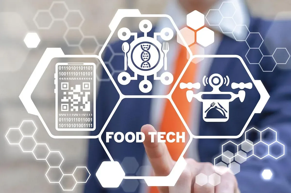A business professional is interacting with digital icons representing on touchscreen.